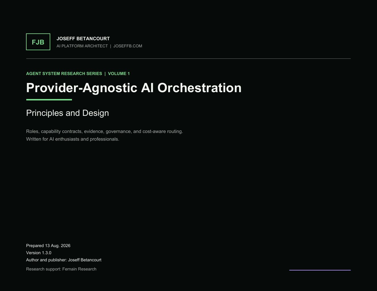 Cover of Provider-Agnostic AI Orchestration by Joseff Betancourt